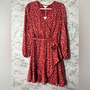 LC Lauren Conrad Red Floral Long Sleeve Dress Sz M NWT
12